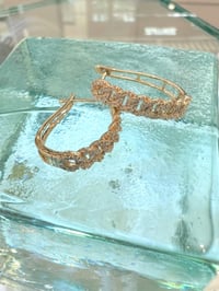 Image 3 of 14k solid gold diamond Cuban hoop earrings 