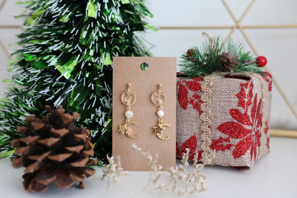 Image of Twilight Moon & Star Pearl Earrings