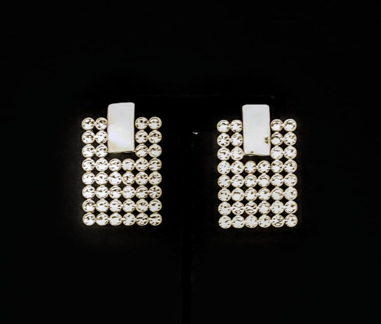 Image of Silver Rhinestone Pierced Earrings 