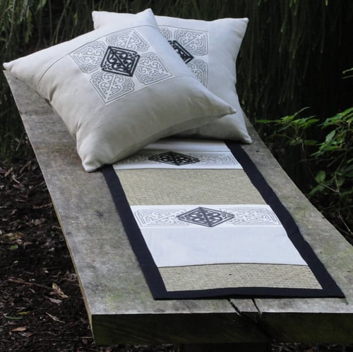 Image of Pā o te Hā 'Toru' Table runner in Natural linen