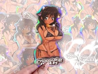Image 1 of Chocolate Milk Très Leches Anime Girls 4" Holographic Sticker