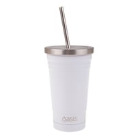 Oasis Stainless Steel Smoothie Tumbler with Straw 500ml White