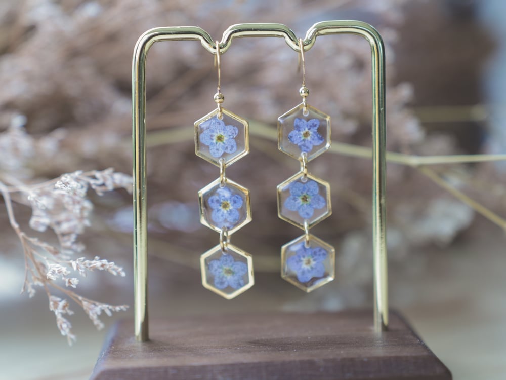 Image of Triple Hex Forget Me Not Earrings
