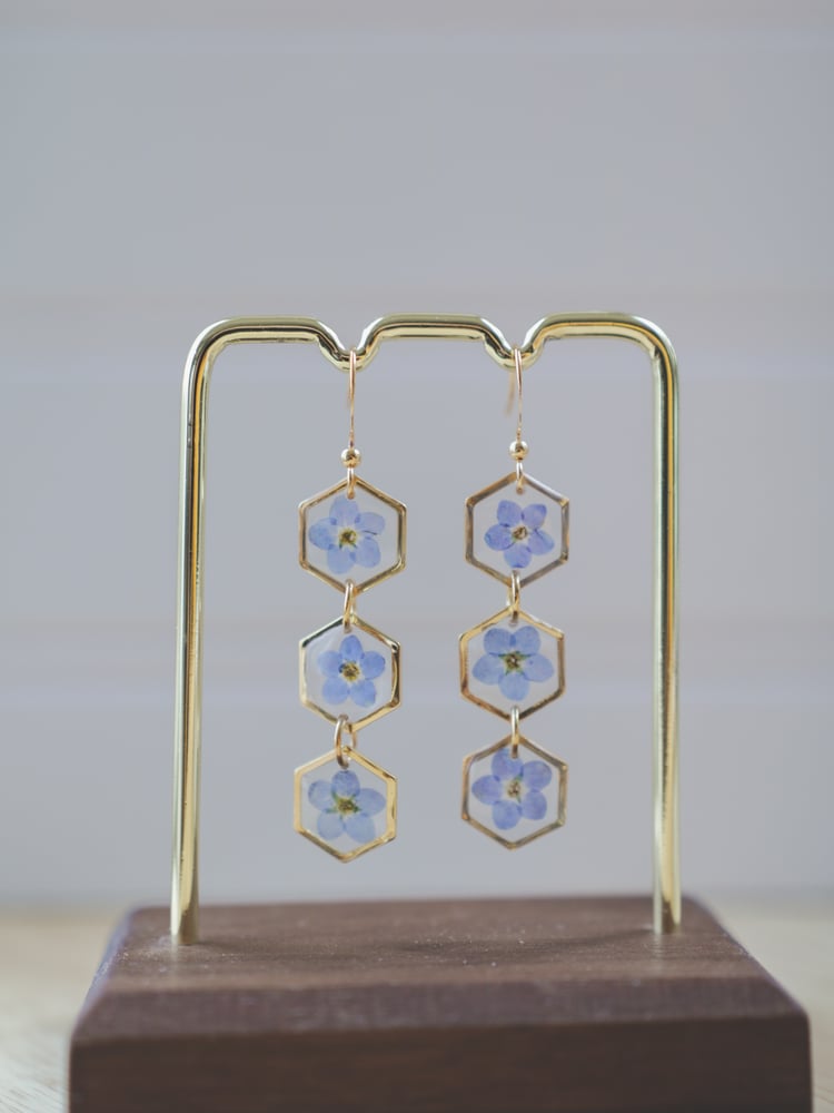 Image of Triple Hex Forget Me Not Earrings