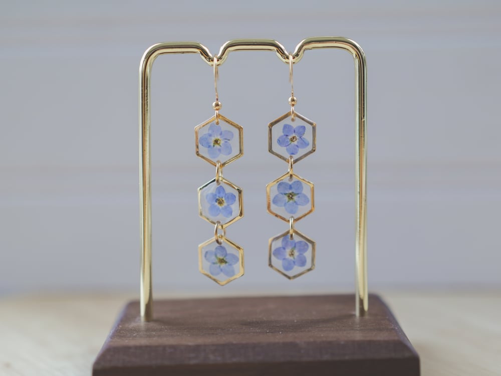 Image of Triple Hex Forget Me Not Earrings
