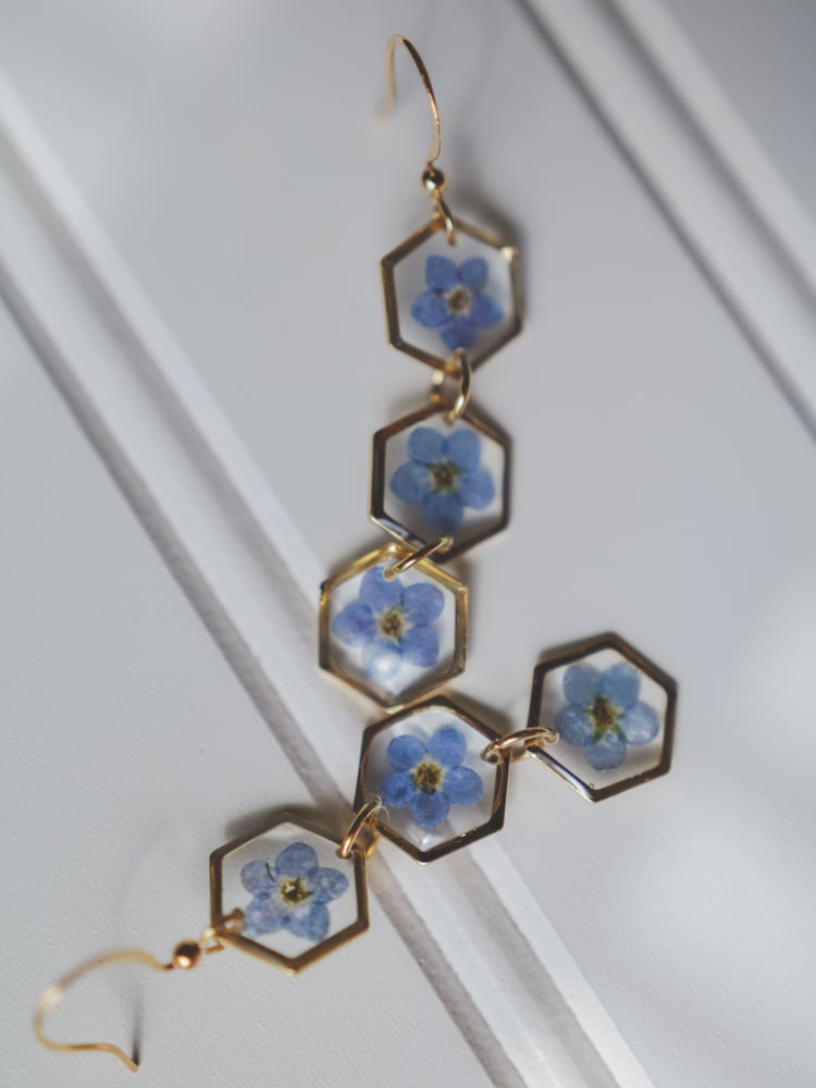 Image of Triple Hex Forget Me Not Earrings