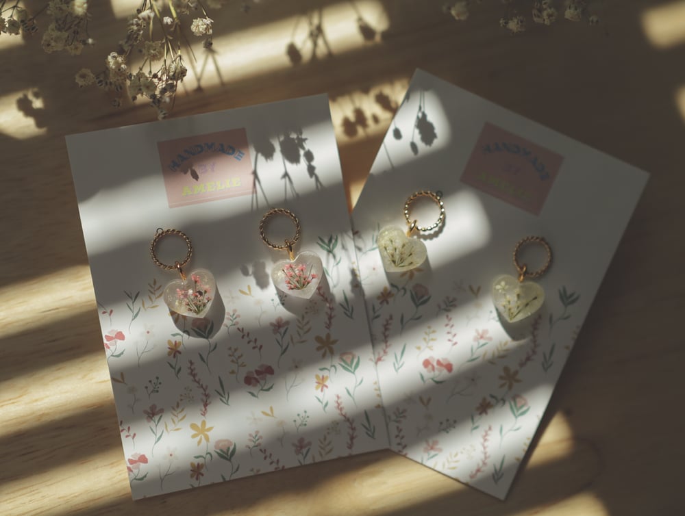 Image of Floral Heart Queen Anne's Lace Earrings