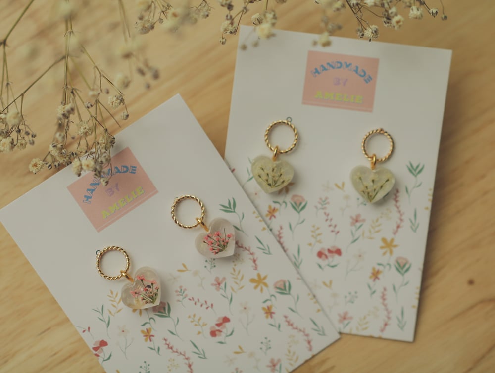 Image of Floral Heart Queen Anne's Lace Earrings