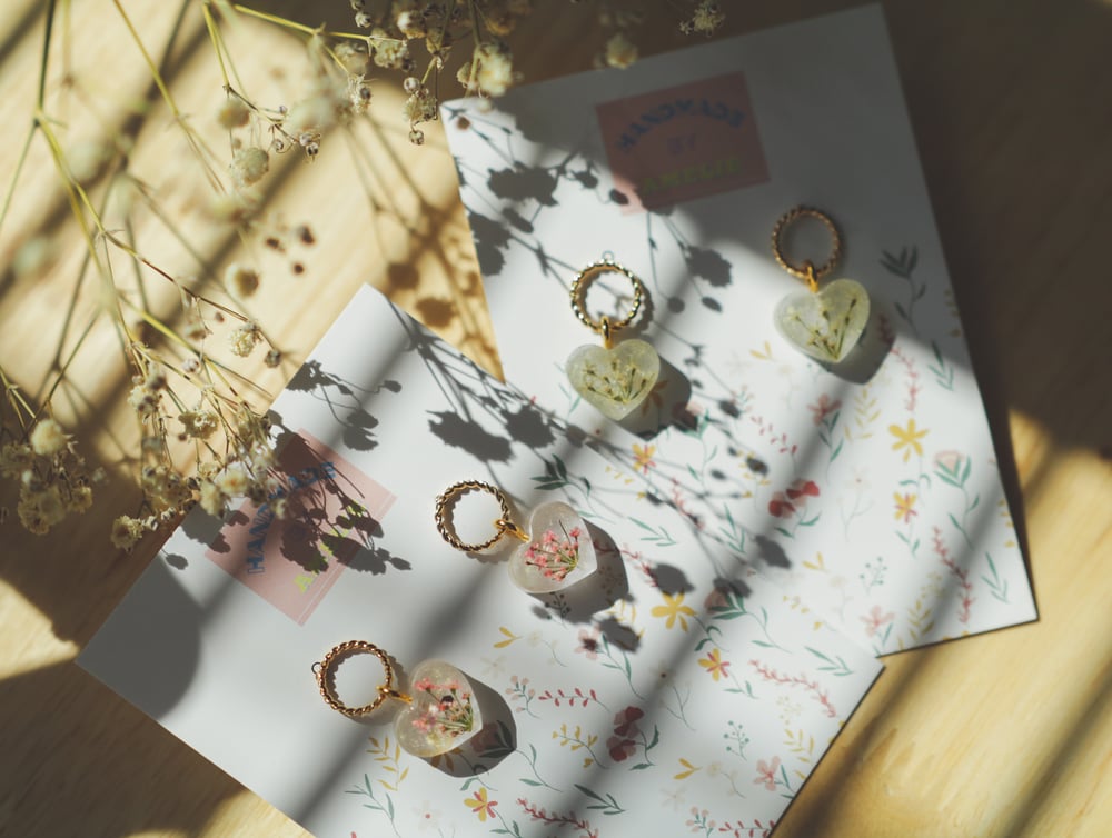 Image of Floral Heart Queen Anne's Lace Earrings