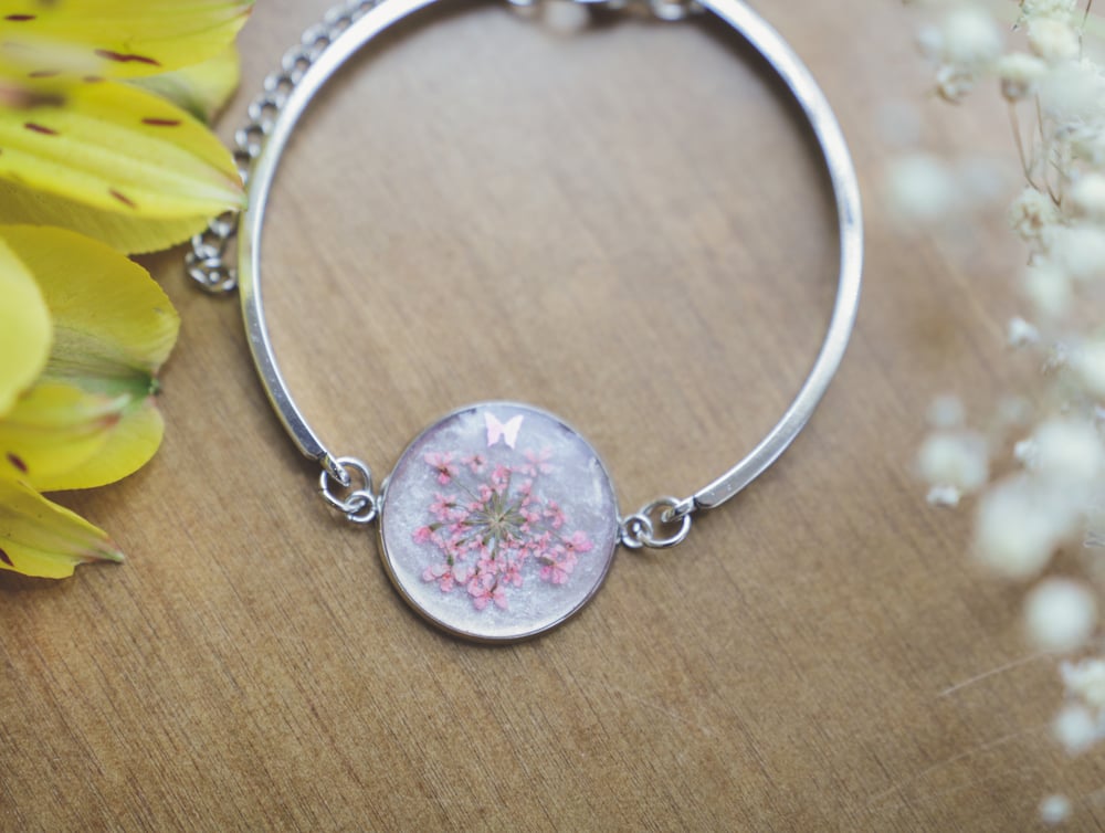 Image of Floral Butterfly Sterling Silver Bracelet