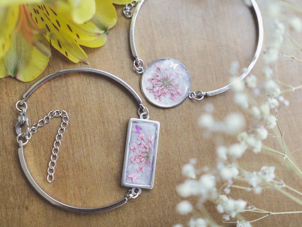 Image of Floral Butterfly Sterling Silver Bracelet