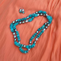 Image 5 of Silver Tahitian Pearls & Turquoise Helix Necklace
