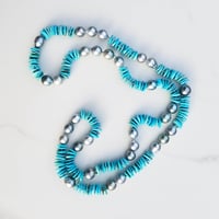 Image 3 of Silver Tahitian Pearls & Turquoise Helix Necklace