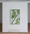 Long tailed tit with apple blossom original limited edition linocut