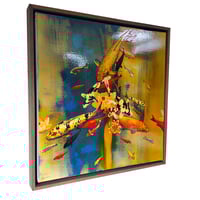 Image 2 of Original Canvas - Koi on Cobalt Blue/Yellow Ochre - 60cm x 60cm