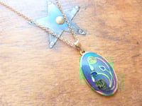 Image 3 of 1980s Vintage Cloisonne Pendant Necklace with Art Nouveau Floral Design