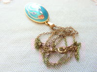 Image 4 of 1980s Vintage Cloisonne Pendant Necklace with Art Nouveau Floral Design