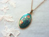 1980s Vintage Cloisonne Pendant Necklace with Art Nouveau Floral Design