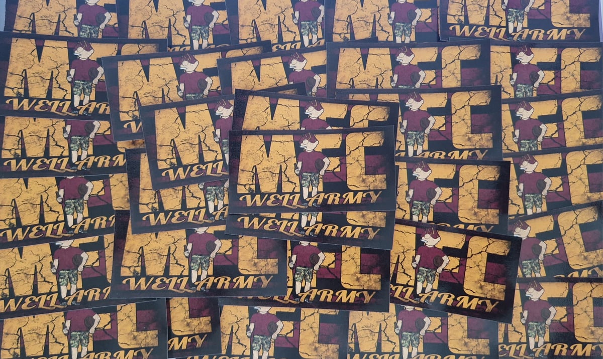 Pack of 25 10x5cm Motherwell MFC Well Army Football/Ultras Stickers.