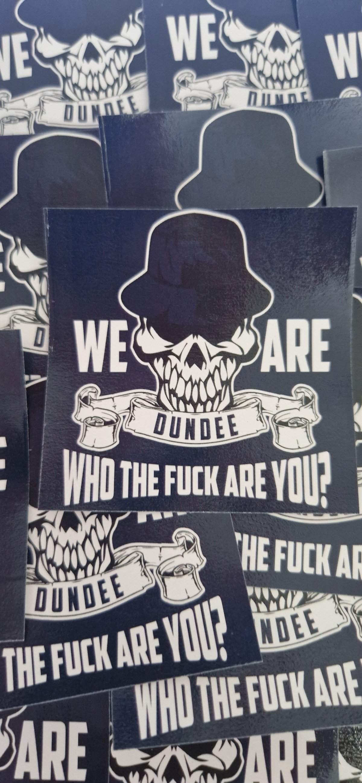 Pack of 25 7x7cm We are Dundee Football/Ultras Stickers.