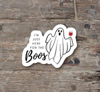 Image 1 of Just Here for the Boos Halloween Sticker, Ghost Sticker