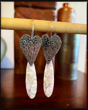 Image of From the Heart Earrings - Sterling & Purple Tiffany Jasper 