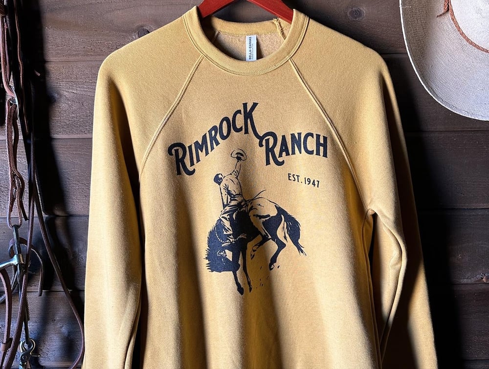 Image of Bronc Rider Crewneck Sweatshirt - Black on Goldenrod