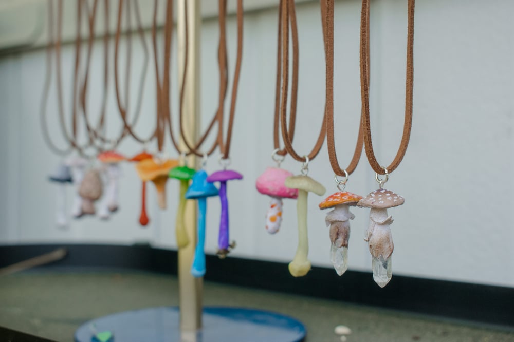 Image of Blue Pinkgill Mushroom Necklace