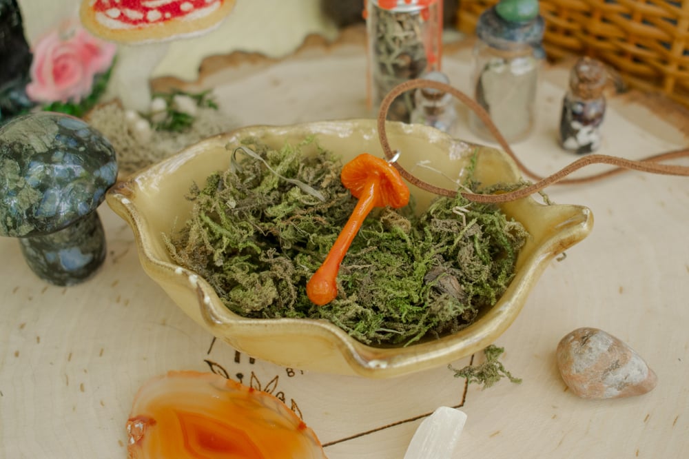 Image of Orange Mycena Mushroom Necklace