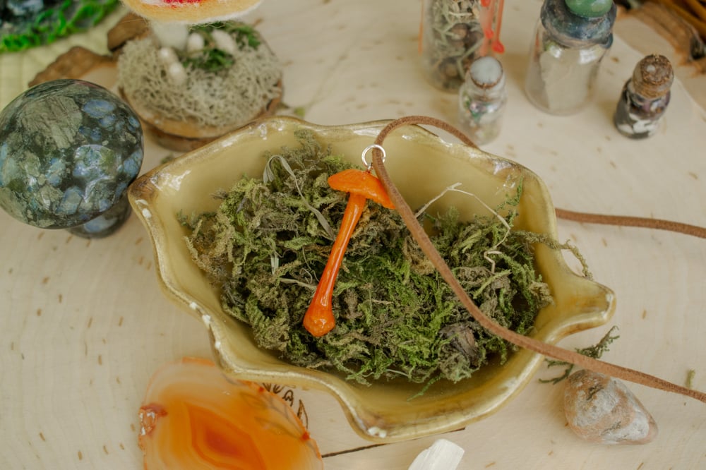 Image of Orange Mycena Mushroom Necklace