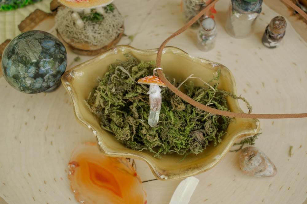 Image of Clear Quartz Fly Agaric Mushroom Necklace