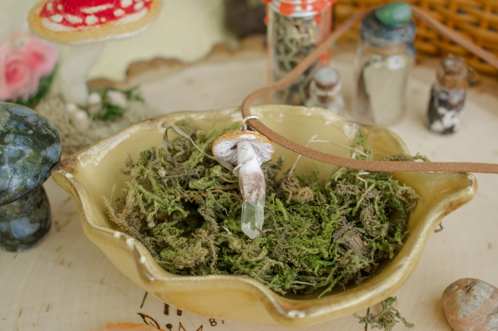 Image of Clear Quartz Fly Agaric Mushroom Necklace