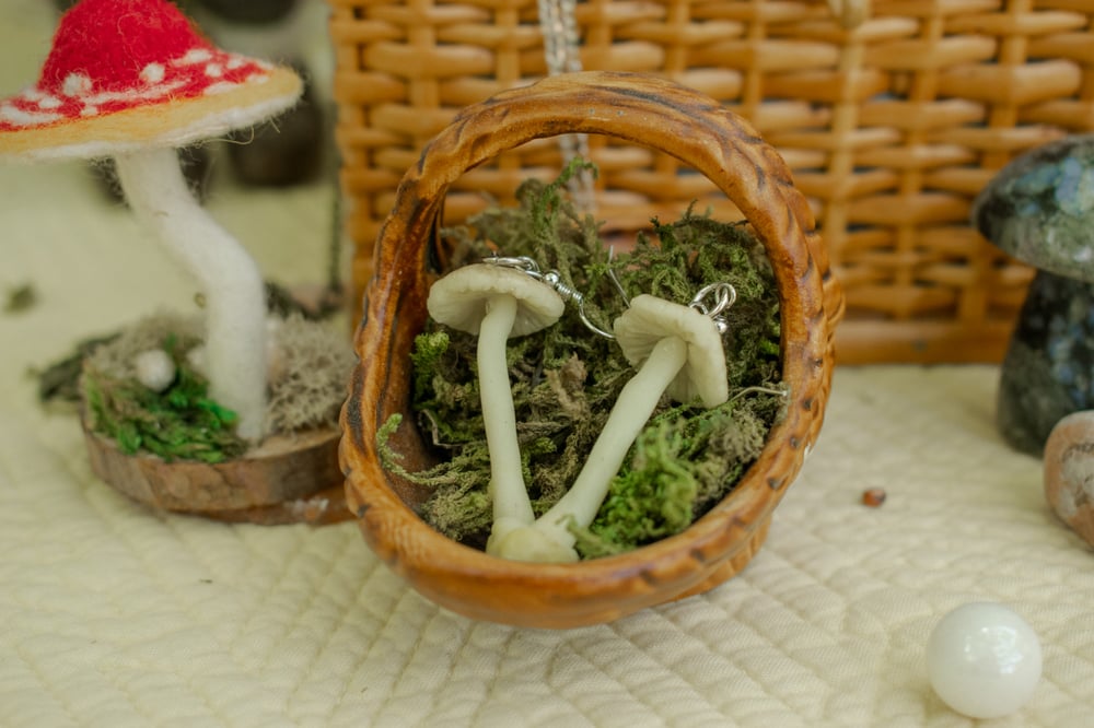 Image of Bioluminescent Mycena Mushroom Earrings