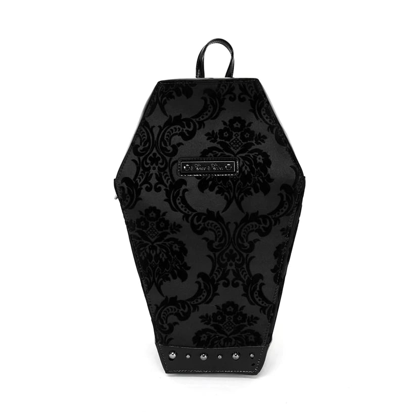 Rock Rebel Damask Coffin Backpack (Black)