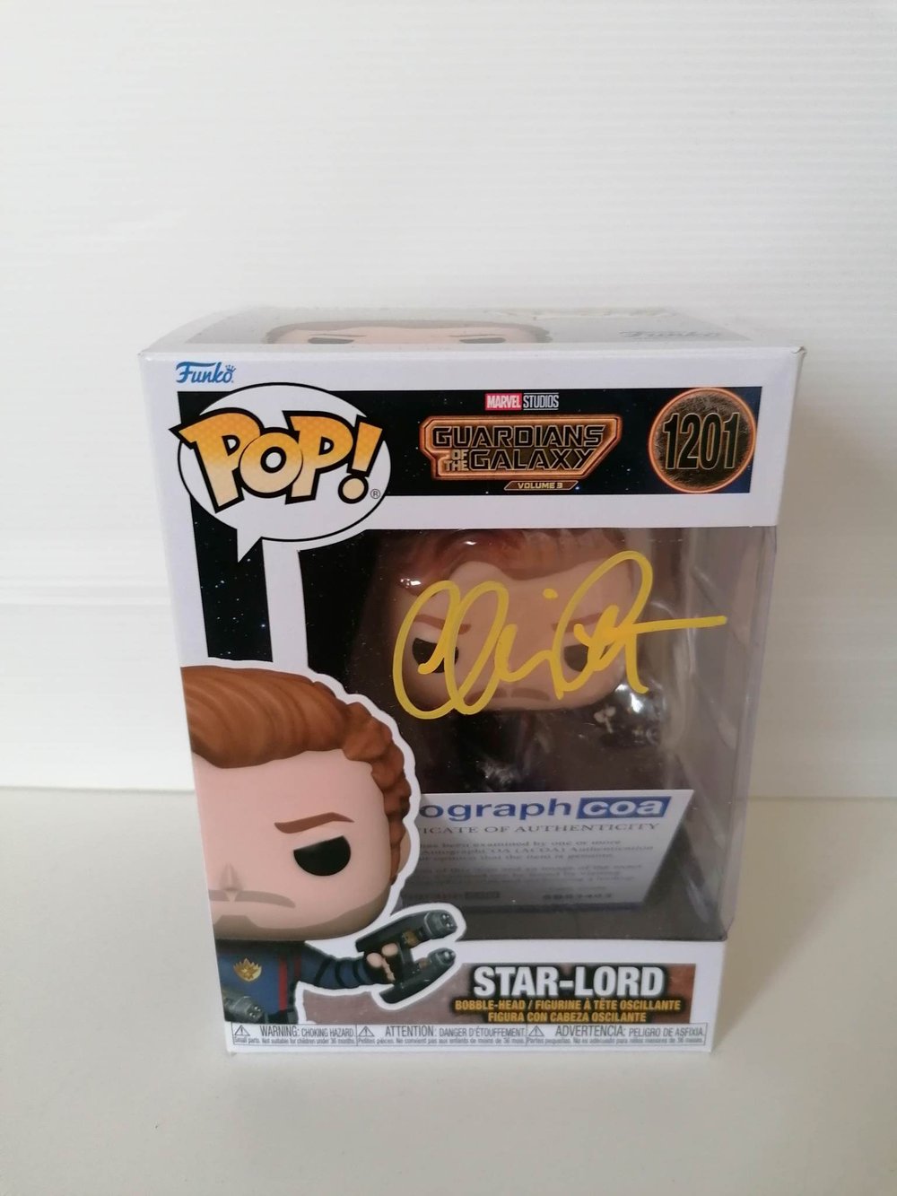 Chris Pratt Star Lord Guardians of the Galaxy 3 Signed Funko Pop