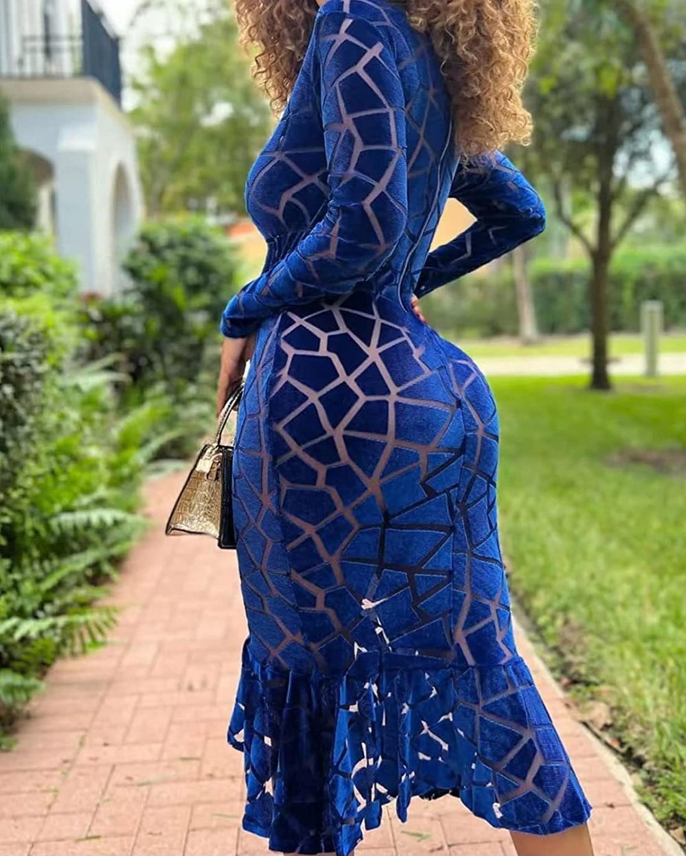 Image of Large Mesh Velvet Midi Dress