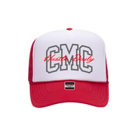 Red / White CMC with gray writing Trucker Hats 