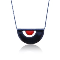 Image 2 of retro mod necklace in enamel and oxidized sterling silver