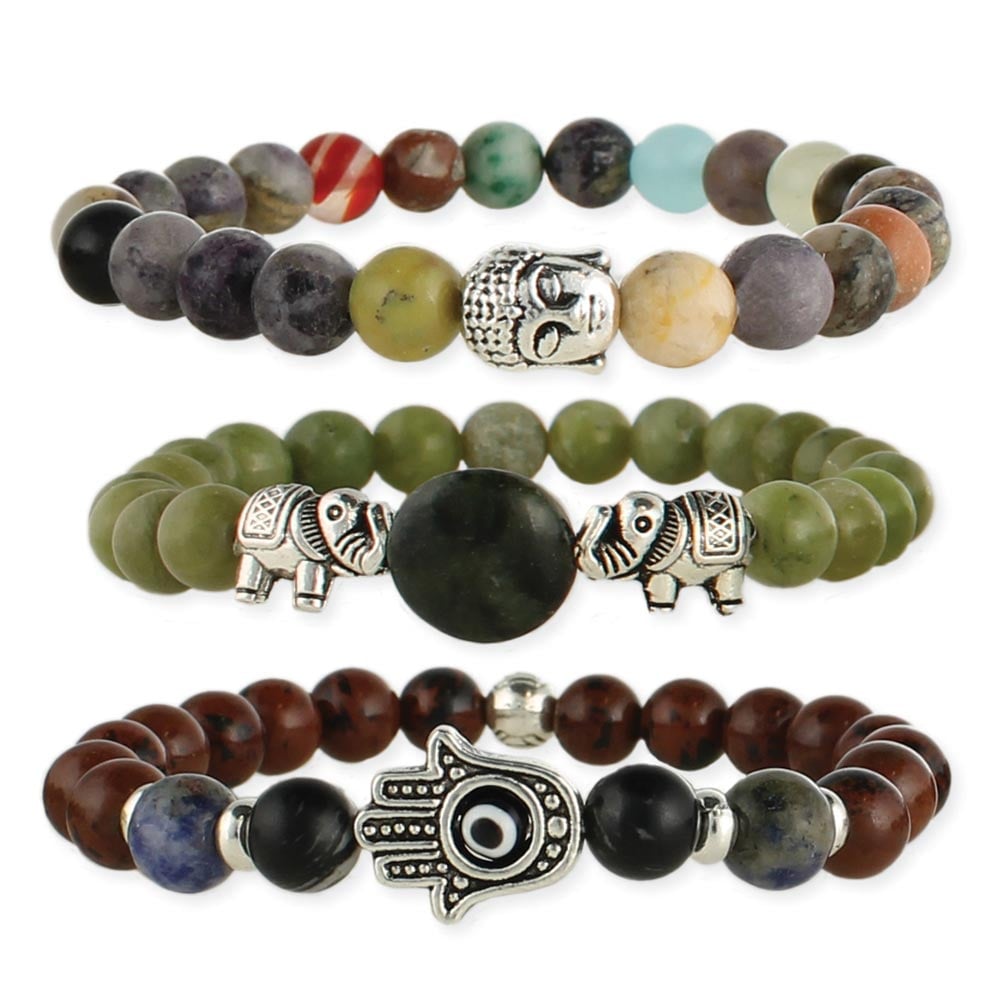 Image of Stone & Symbol Stretch Bracelet