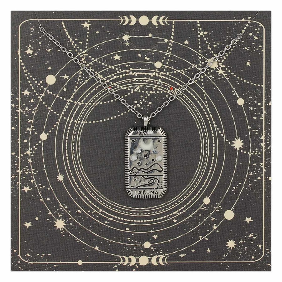 Image of La Luna Moon Tarot Card Necklace