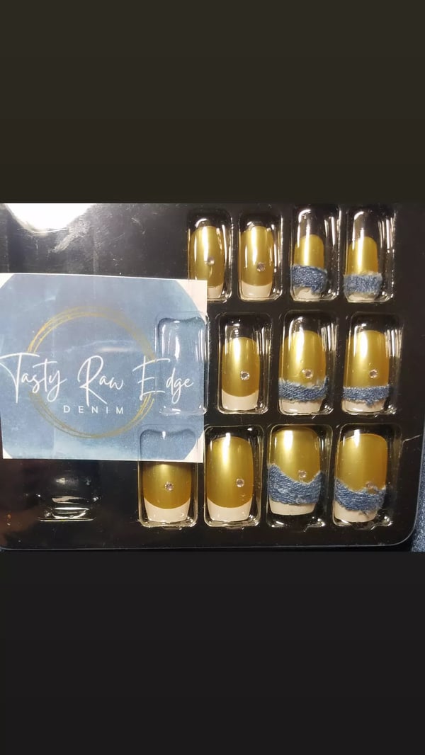 Image of Tasty Raw Edge Denim âGoldie Frenchâ Tips Set