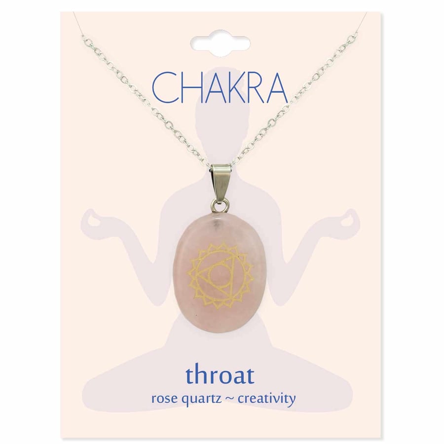 Image of Throat Chakra Symbol Rose Quartz Necklace