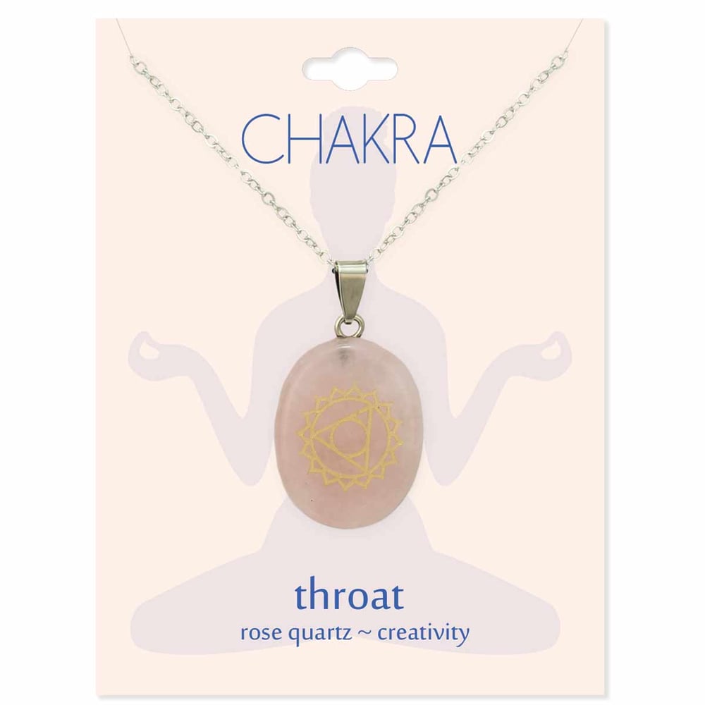Image of Throat Chakra Symbol Rose Quartz Necklace