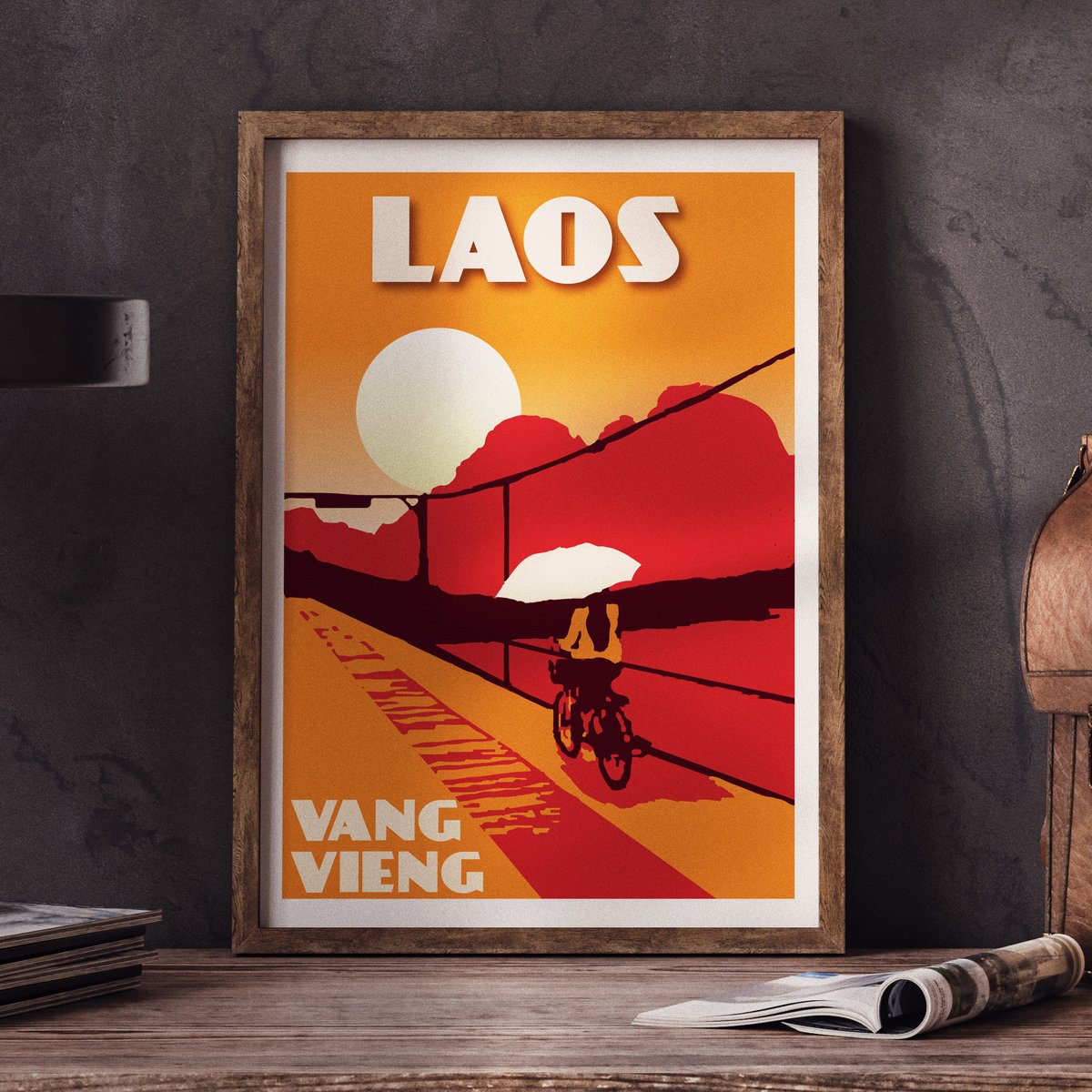 Image of Vintage poster Laos - Vang Vieng - Fine Art Print