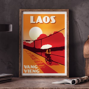 Image of Vintage poster Laos - Vang Vieng - Fine Art Print