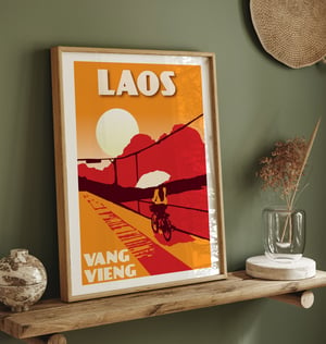 Image of Vintage poster Laos - Vang Vieng - Fine Art Print