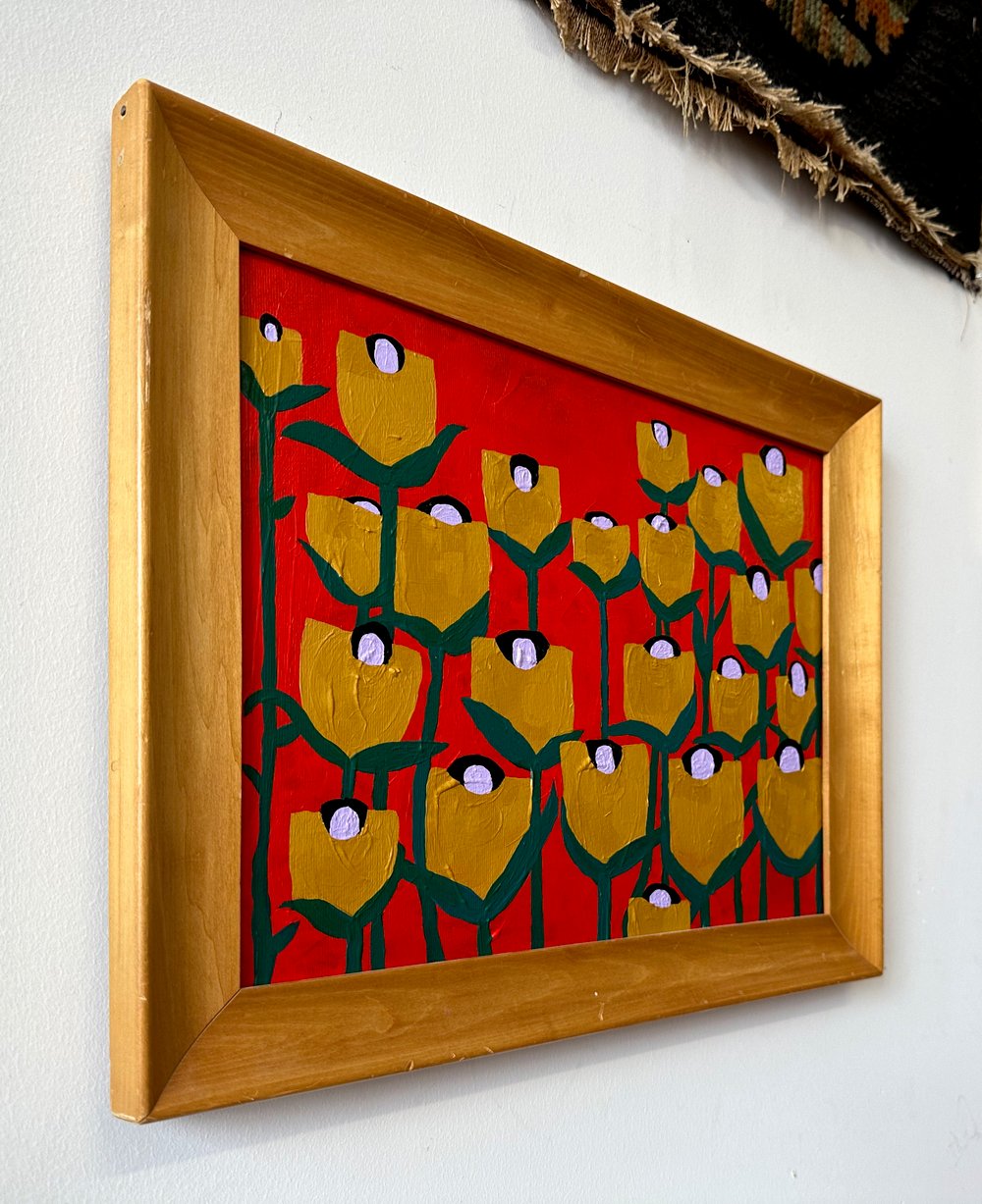 Tulips - 11 x 14 original painting with vintage frame