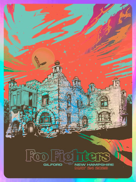 Image of  Foo Fighters Poster - Gilford, New Hampshire 2023 - RAINBOW FOIL VARIANT