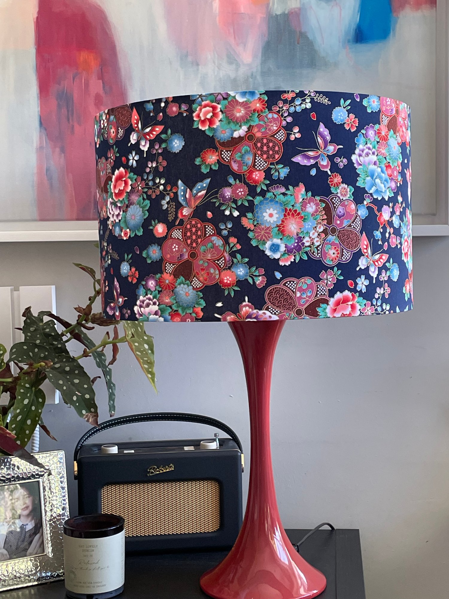 Image of Isumi Japanese Foil Butterfly Garden Navy Shade