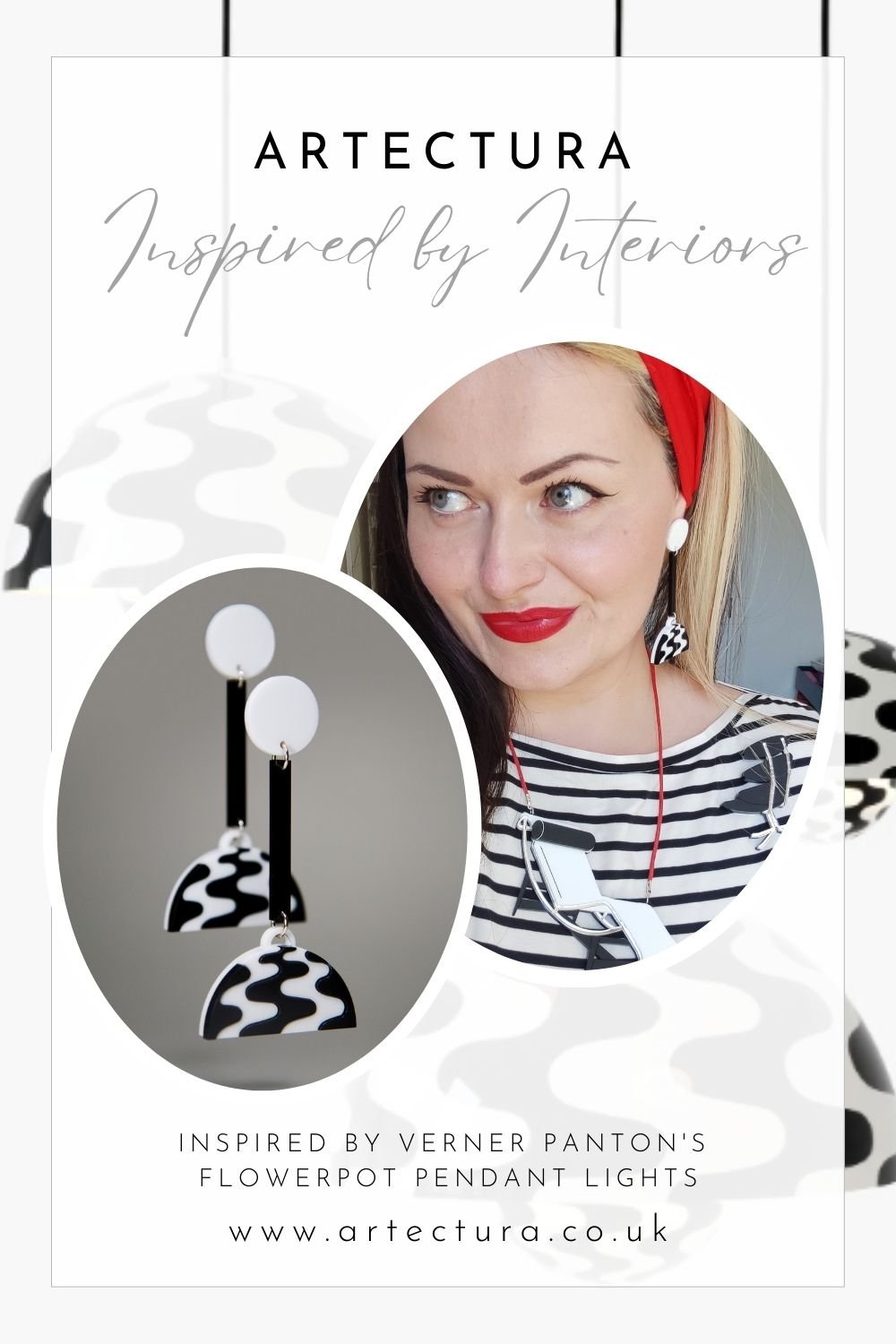 Image of 60s Retro Wavy Pendant Light Statement Acrylic Earrings
